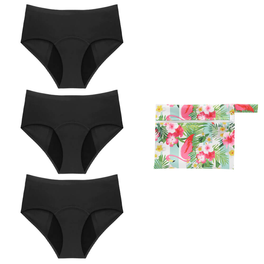 pack de 3 culottes menstruelles nina avec pochette étanche