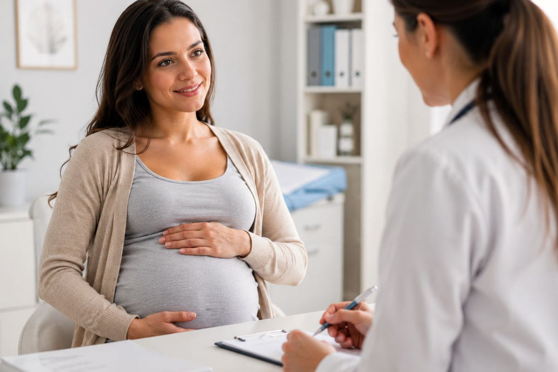 Une femme enceinte lors d'un rendez vous avec sa gynécologue