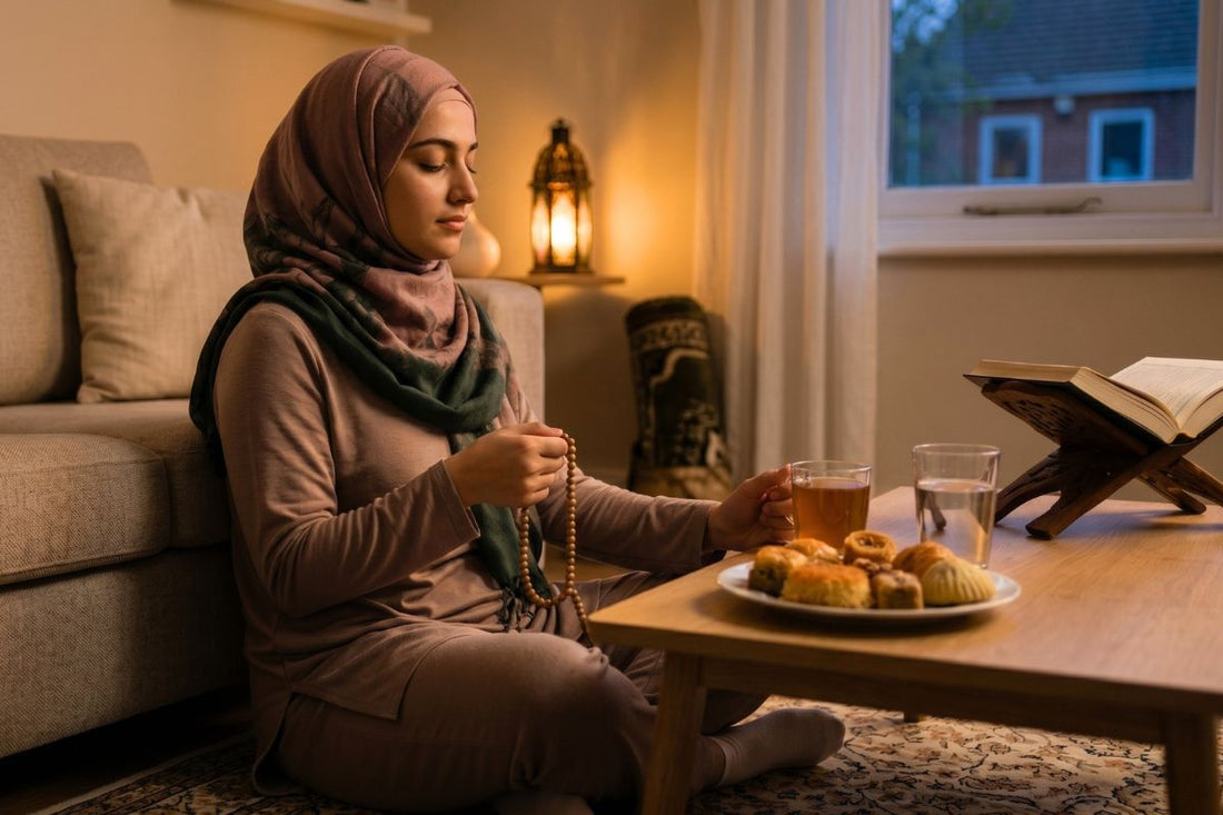 Une femme en train de prier pendant le ramadan