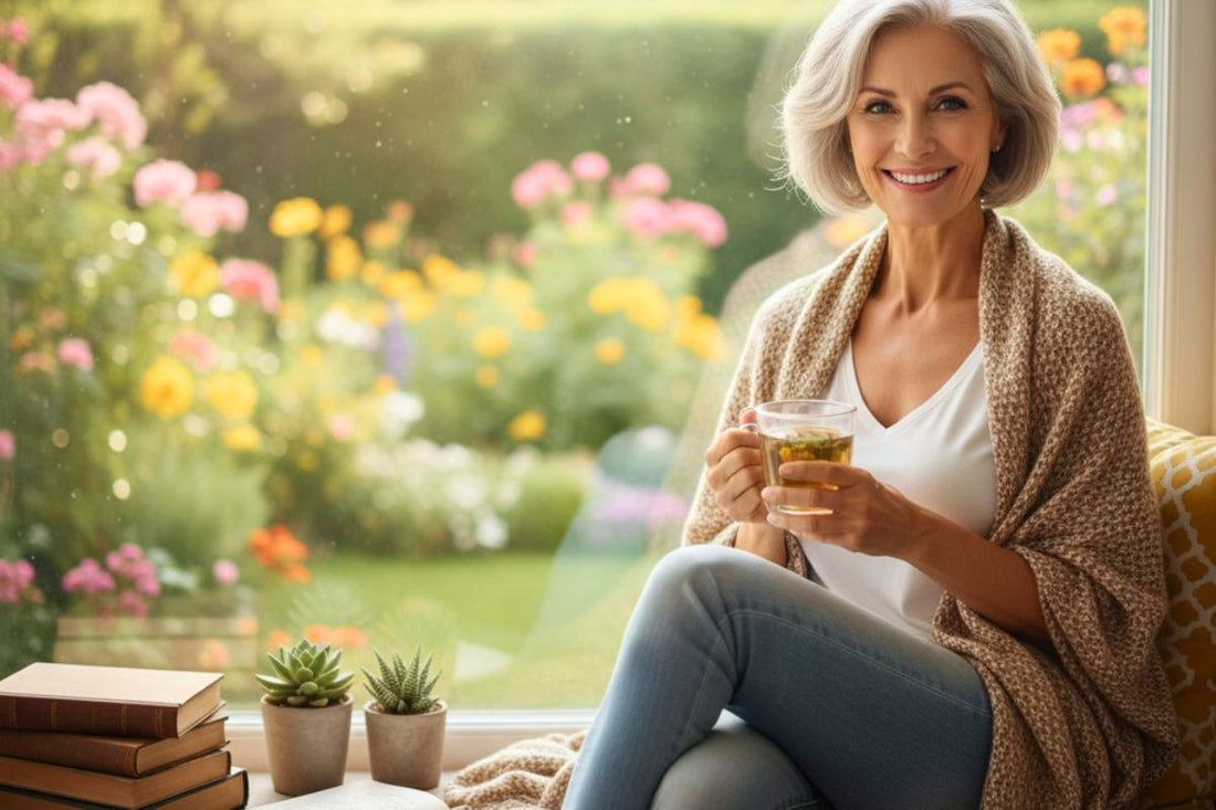 Femme souriante profitant de la vie en post-ménopause