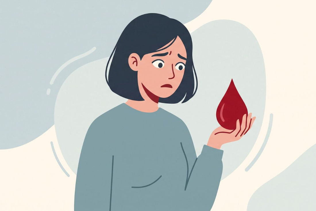 Illustration d'une femme qui tient une goutte de sang dans sa main