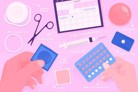 Illustration des méthodes contraceptives (pilule, stérilet, implant, préservatif, etc.) classées par niveau d'efficacité selon OMS et HAS