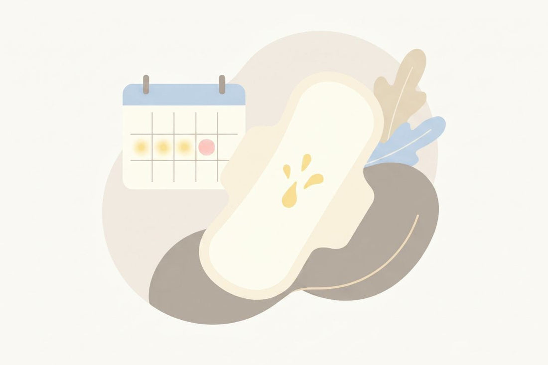 Illustration de perte jaune sur une serviette hygiénique