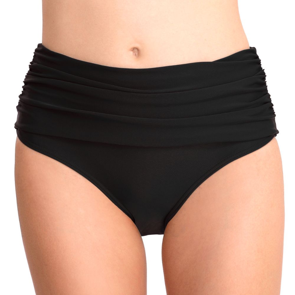 Front view bottom of LIA high waisted Period Swimwear in black