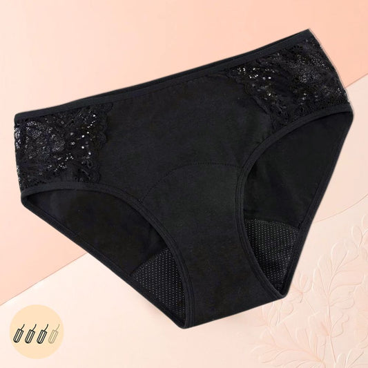 Culotte menstruelle à dentelle noire Iris Oduho