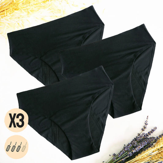pacote de 3 cuecas menstruais nina (preto)